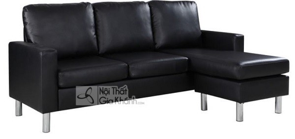 Sofa mini cỡ nhỏ bọc da đen tựa lưng cao chân sắt tĩnh điện