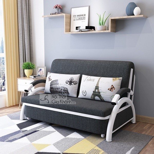 Sofa giường phối màu trung tính cho phòng khách hiện đại