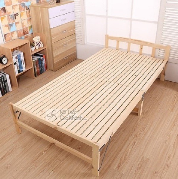 Giường khung gỗ thông tự nhiên nhập khẩu xử lý chống mối mọt