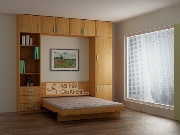 Giường ốp tường tiện ích kết hợp tủ áo âm tường