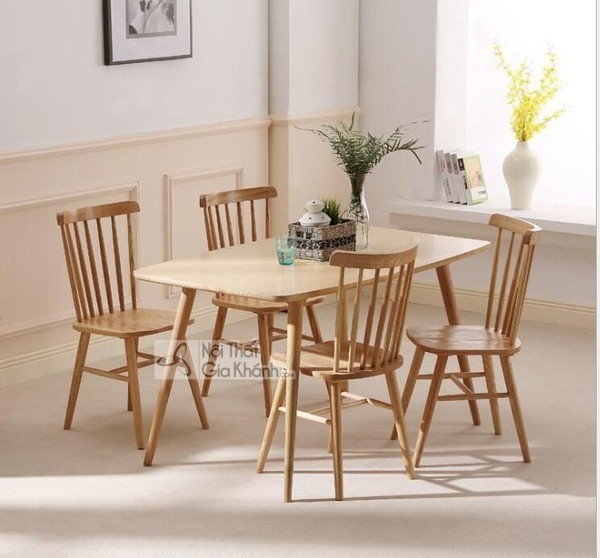 Bộ bàn ghế ăn gỗ tự nhiên kiểu dáng sang trọng
