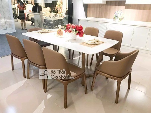 Bộ bàn ăn concorde PAKT012-20 mặt đá nhân tạo gỗ óc chó