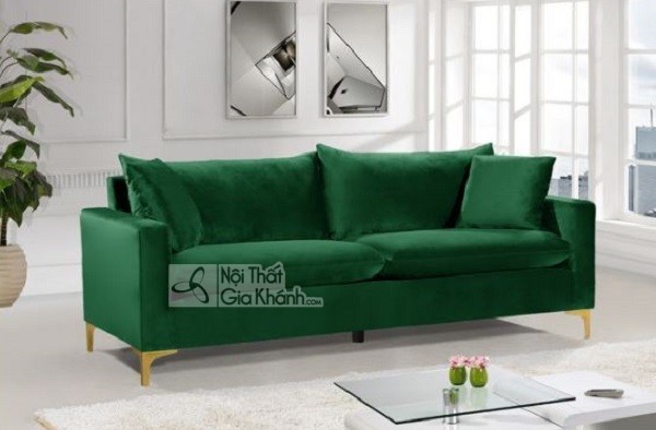 sofa nỉ xanh lá