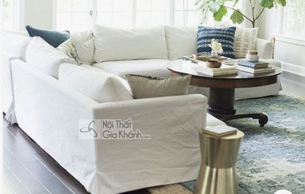 sofa vải màu trắng kem