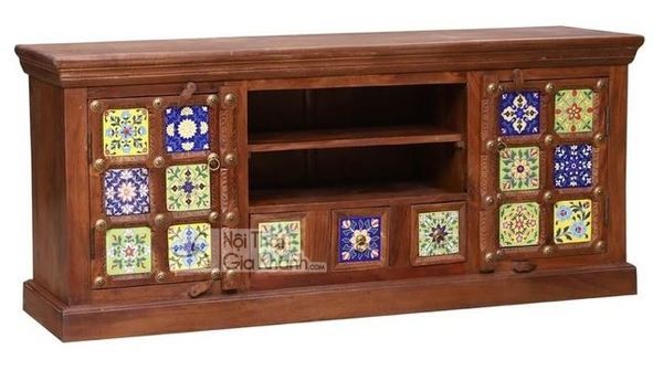 Kệ tivi gỗ tự nhiên tân cổ điển độc đáo