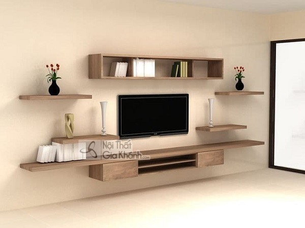 Kệ tivi gỗ tự nhiên đẹp cho phòng khách hiện đại tại Gia Khánh
