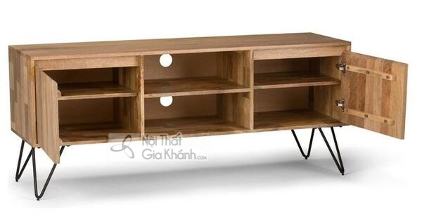 Mẫu kệ tivi phòng khách gỗ tự nhiên đơn giản gọn gàng