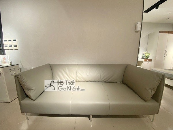 Sofa da tự nhiên MBK8058-2 dài 2,2m màu ghi cho phòng khách hiện đại