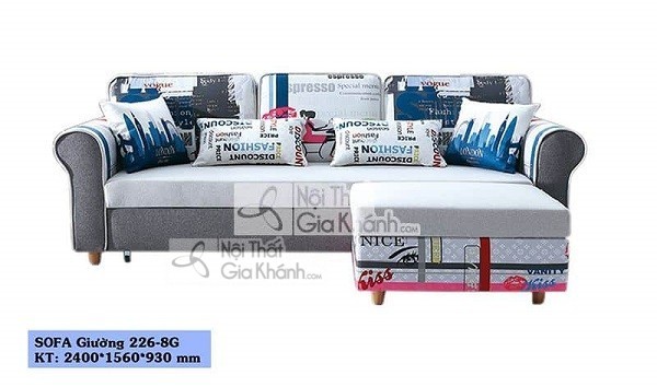 Sofa đọc sách kiêm giường nằm vải bọc họa tiết màu ghi xám