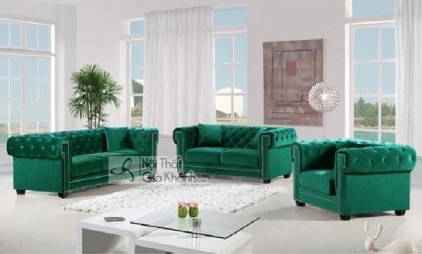 sofa tiếp khách xanh lá