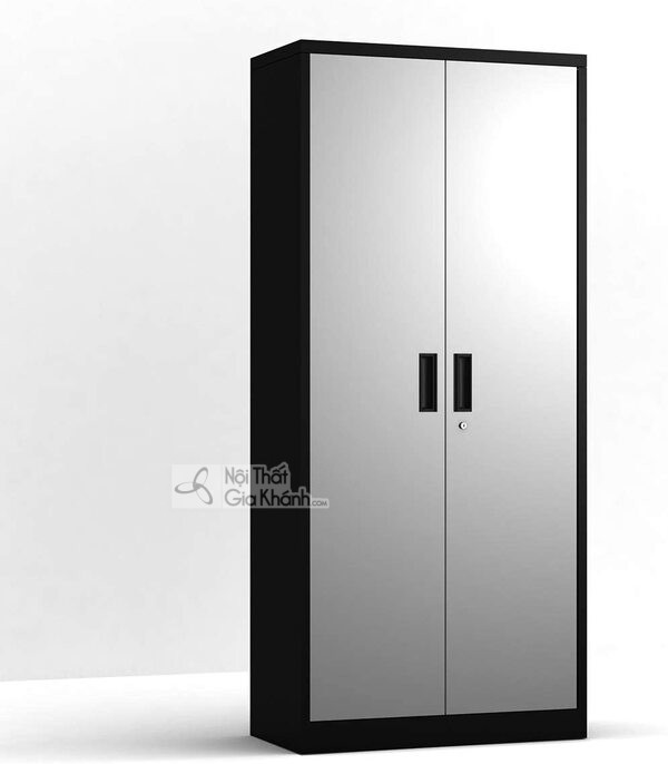 Tủ quần áo nhựa gia cố kim loại màu đen xám