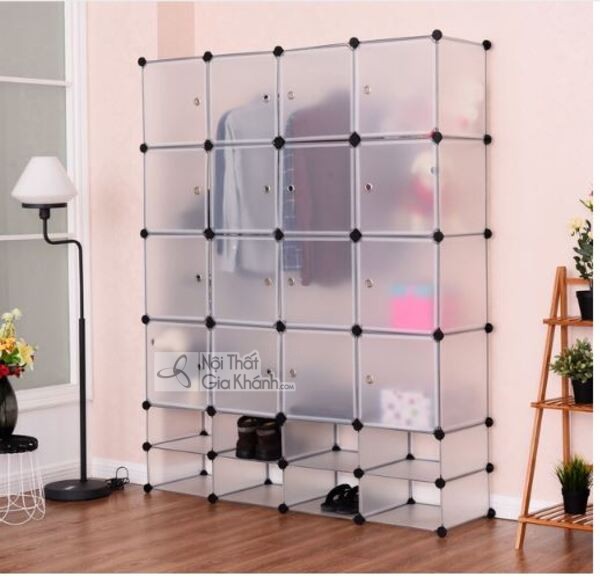 Tủ nhựa cánh mở 20 ô trong suốt màu trắng đục