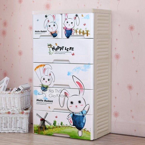 Tủ quần áo nhựa cánh mở màu sắc trẻ trung cho phòng ngủ