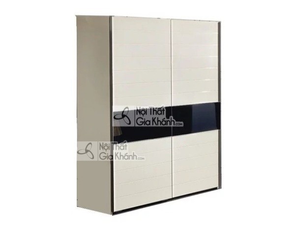 Tủ quần áo cửa lùa 2 cánh màu trắng vân ngang đơn giản TU3320A