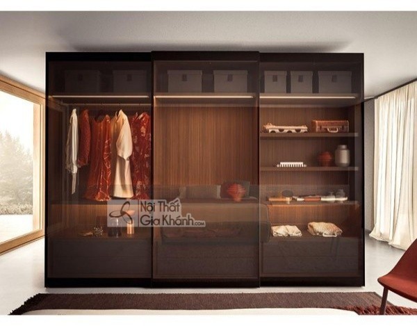 Tủ quần áo cửa lùa 3 cánh 2 tầng phong cách Italia