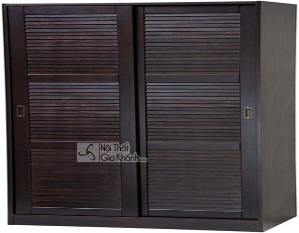 Tủ quần áo cửa lùa 2 cánh truyền thống vân gỗ màu đen