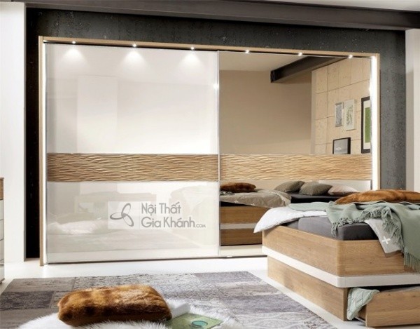 Tủ quần áo cửa lùa 2 cánh sọc ngang độc đáo