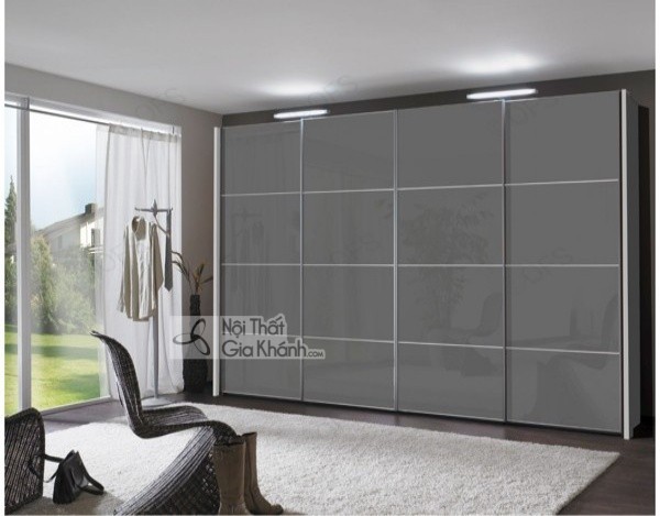 Tủ quần áo cửa lùa 4 cánh kẻ ngang hiện đại
