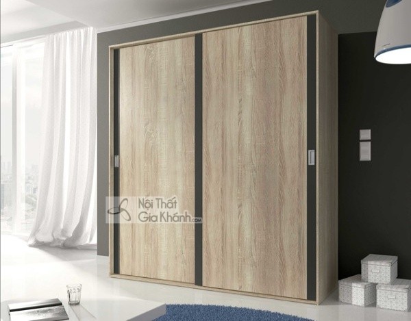 Tủ quần áo cửa lùa gỗ sọc xám lịch lãm