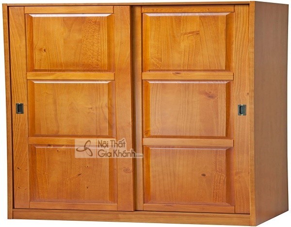 Tủ quần áo cửa lùa 2 cánh gỗ sồi màu mật ong phong cách truyền thống