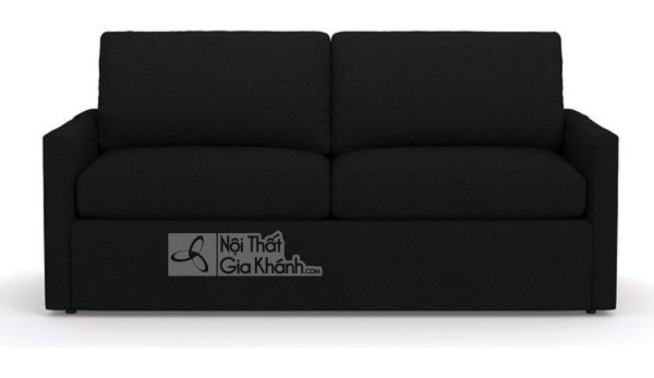 Ghế sofa nệm bọc vải màu đen hai chỗ ngồi, tay vịn thẳng