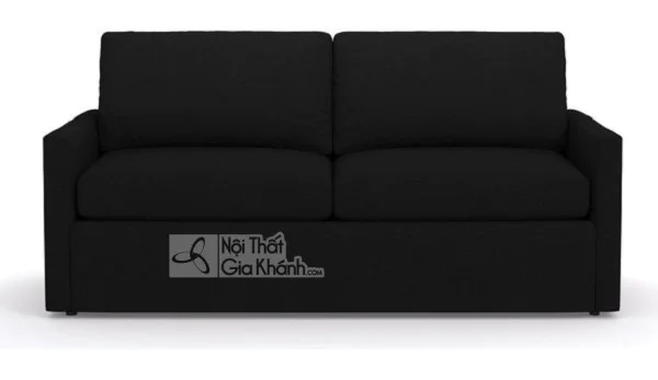 Ghế sofa nệm bọc vải màu đen hai chỗ ngồi, tay vịn thẳng