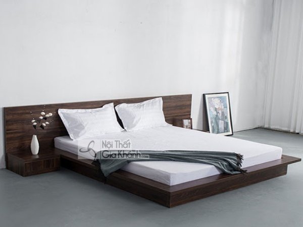 Giường ngủ liền đầu giường gỗ nâu
