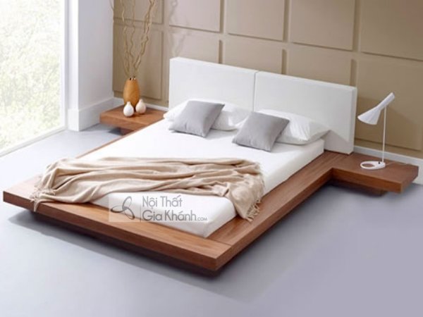 Chiếc giường ngủ gỗ phẳng thấp
