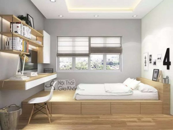 Giường hộp gỗ tiện ích cho nhà nhỏ