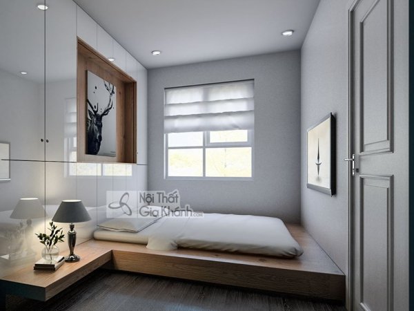 Giường ngủ thấp dáng chữ L tiện nghi