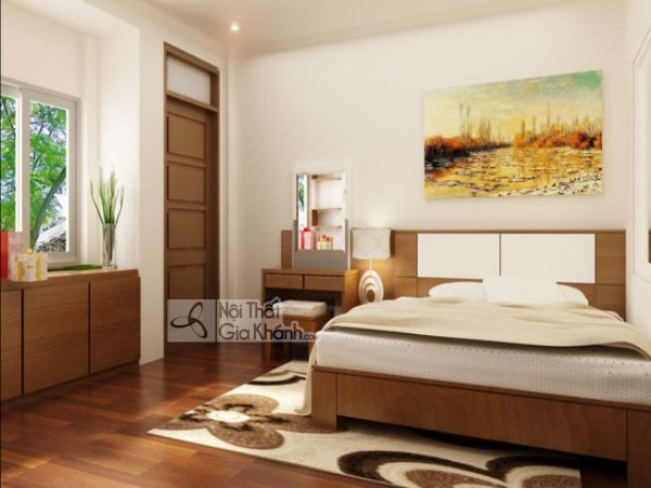 Bộ Giường ngủ hiện đại chân thấp mộc mạc