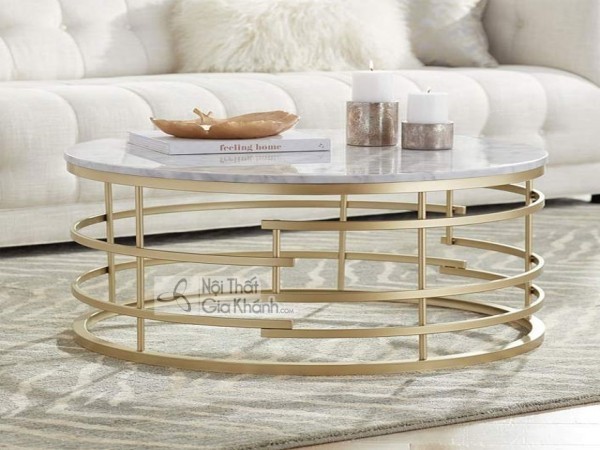 Bàn sofa đá khung tròn nhiều vòng xoắn