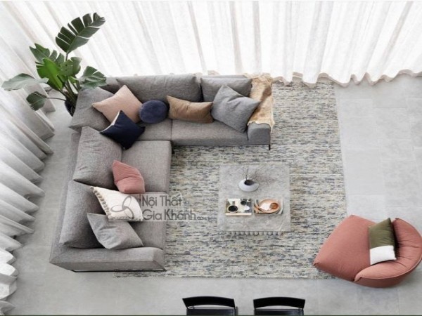 Bàn sofa phòng khách mặt đá màu xám