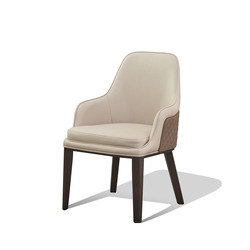 Ghế ăn đơn GAQY005 được chụp từ góc hơi chếch phía trước, nổi bật với thiết kế thanh lịch. Ghế có phần lưng và đệm ngồi bọ…