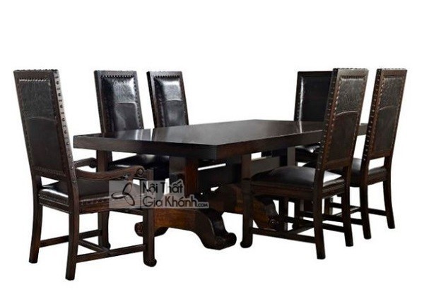 Bộ bàn ăn Clearwater American 6 ghế gỗ sồi phong cách Châu Âu