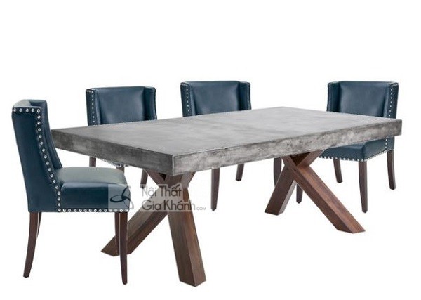 Bộ bàn ăn màu xanh đẹp mắt cho phòng ăn