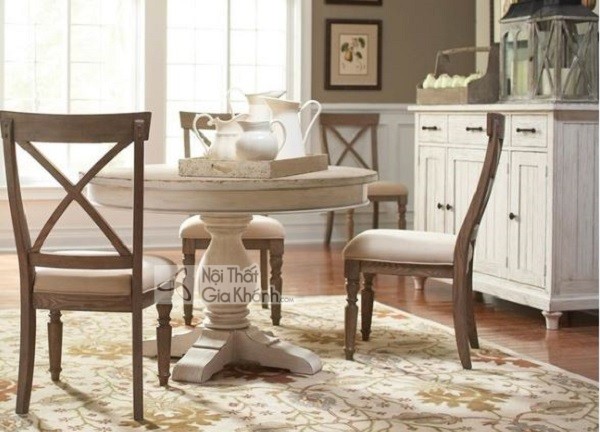 Bộ bàn ghế ăn phong cách tự nhiên gỗ rắn và veneer