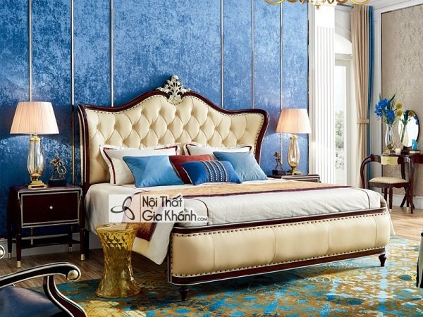 Giường bọc da tân cổ điển chạm khắc tinh xảo tại Gia Khánh