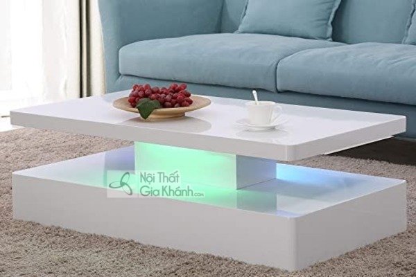 Bàn trà có đèn led dưới mặt bàn tạo điểm nhấn