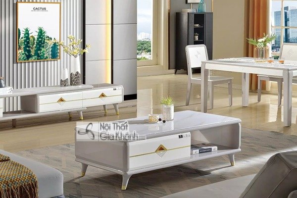 Bàn trà đẹp màu trắng xám phong cách hiện đại mẫu 12-2