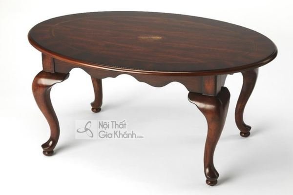 Bàn nước gỗ hình elip cho phòng khách