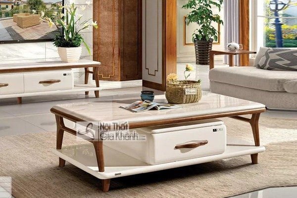 Bàn trà khung gỗ cao cấp mặt đá BT513D-13