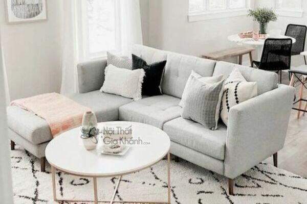 Bàn trà đẹp kèm bộ sofa xám