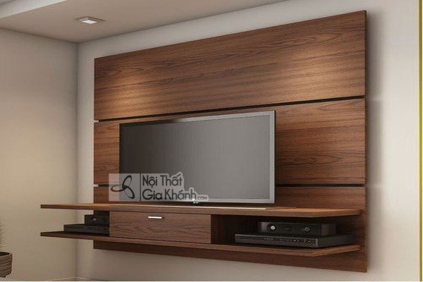 Kệ tivi gỗ hương hiện đại đặt trong phòng khách với vân gỗ đỏ nâu tự nhiên