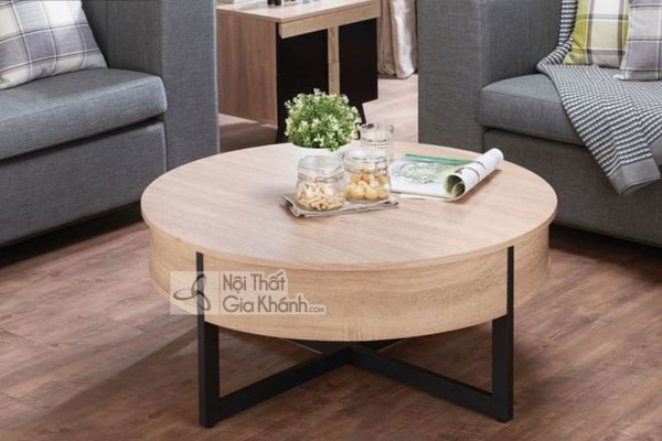 Bàn trà gỗ hình tròn nhỏ gọn phù hợp căn hộ diện tích vừa