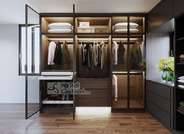 Tủ quần áo cánh kính cường lực khung nhôm hiện đại