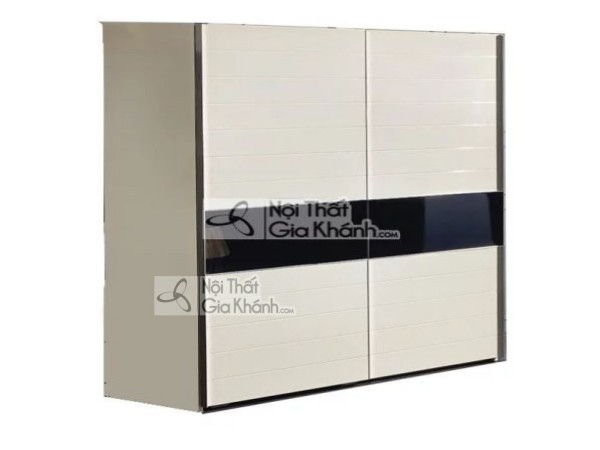 Tủ quần áo cửa lùa hiện đại TU3320A màu trắng kem viền đen