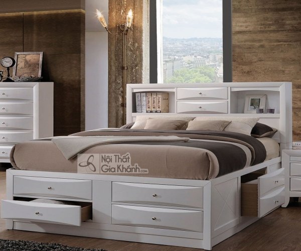 Giường hiện đại ngăn kéo vát kim cương
