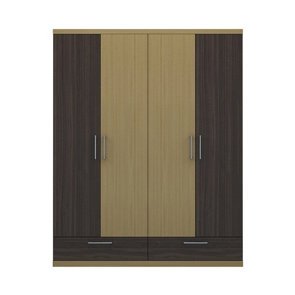 Tủ quần áo gỗ công nghiệp 4 cánh 3 buồng phối 2 tông màu có ngăn kéo