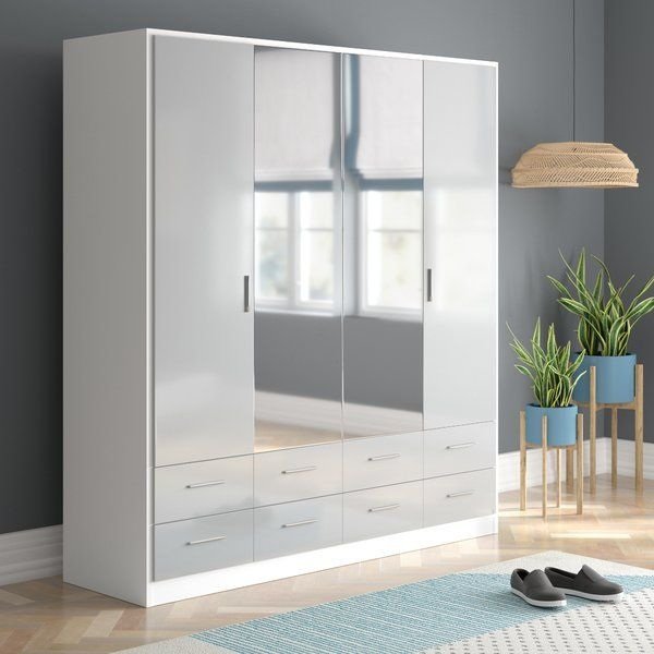 Tủ quần áo 4 cánh có gương tiện lợi cho phòng ngủ hiện đại